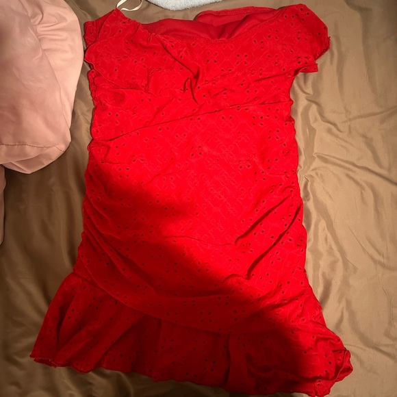 Red Ruched Dress - Picture 2 of 2